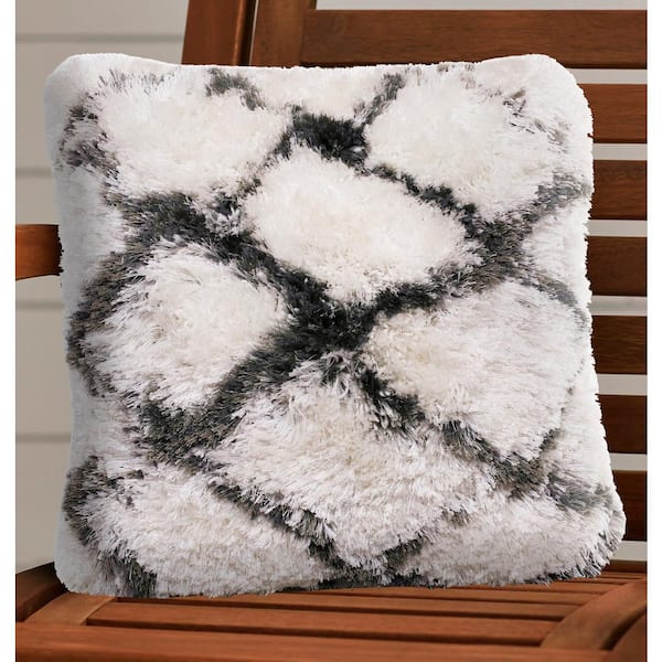 White shag hotsell throw pillow