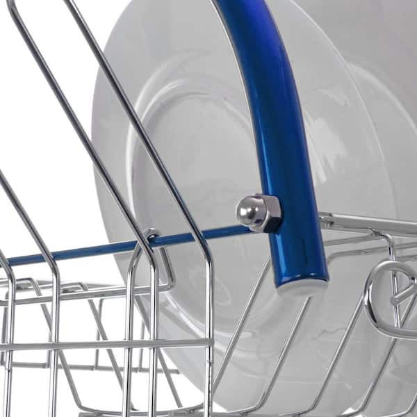 Blue Free Standing Kitchen Plastic Dish Drainer Rack And Sink Drain Rack,  Size: 15x11inch