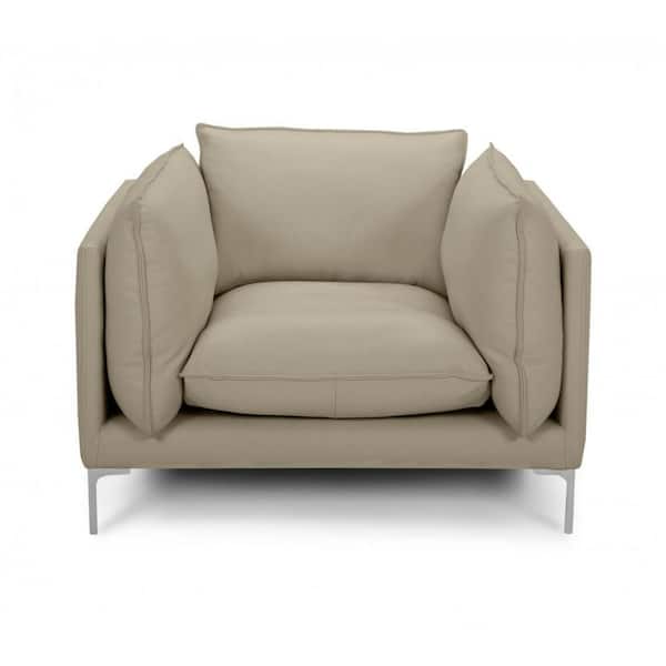 HomeRoots Taupe Arm Chair Set of 1 with Removable Cushions