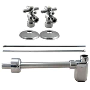 1/2 in. Nominal Compression Cross Handle Angle Stop Complete Pedestal Sink Installation Kit in Polished Chrome