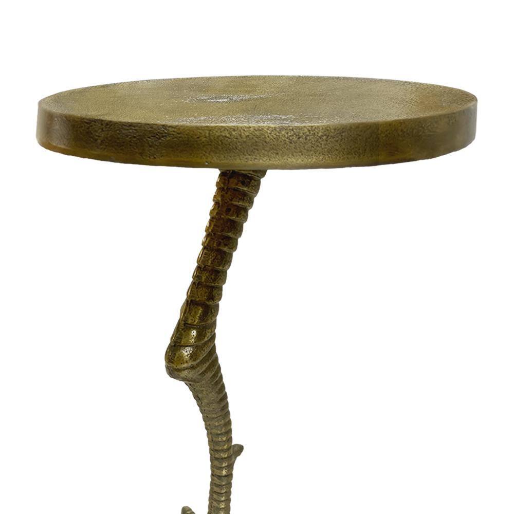 Antique Brass Round Metal Side Table with Bird Leg Base
