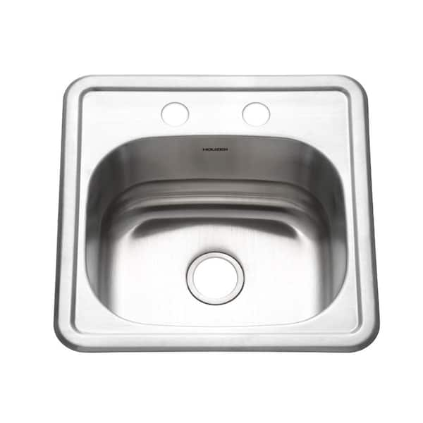 HOUZER Houzer Hospitality 15 in. Stainless Steel Topmount Single Bowl Bar Sink - 1515-6BS-1