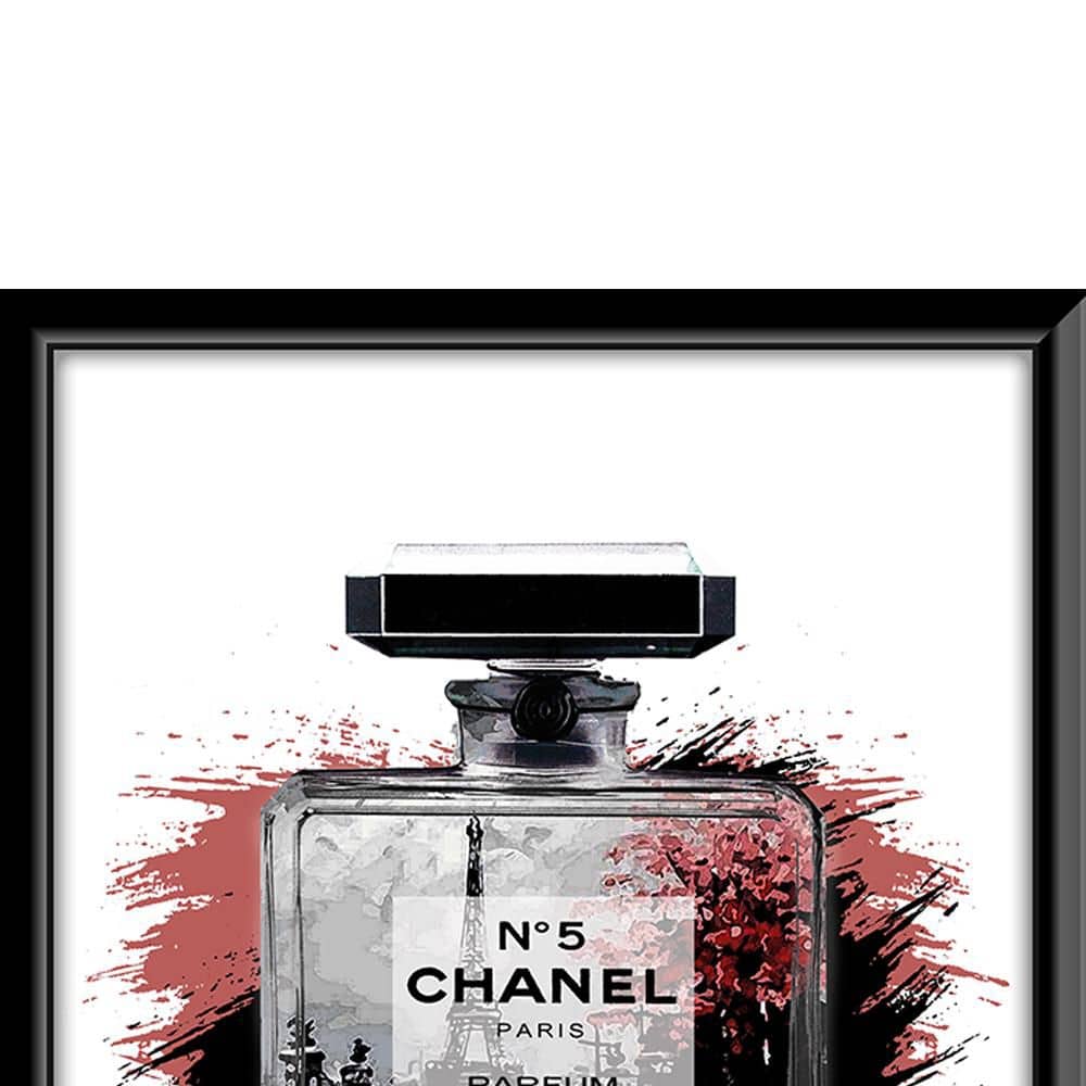 Edgy Paris Fashion Glam Perfume Bottle Black Framed Graphic Print