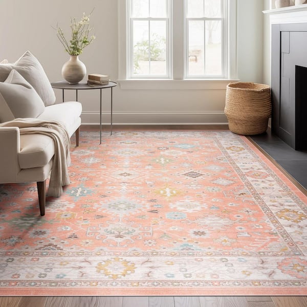 Crestwood Salmon 5 ft. x 7 ft. Oriental Indoor Area Rug