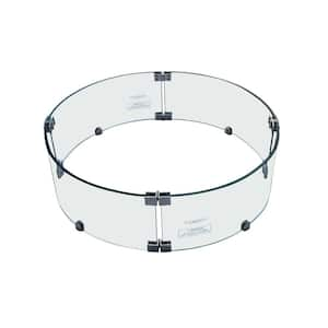 24 in. x 7 in. Round Tempered Glass Wind Screen for Manchester/Metropolis/Boulder/Columbia Fire Table with SS Clips