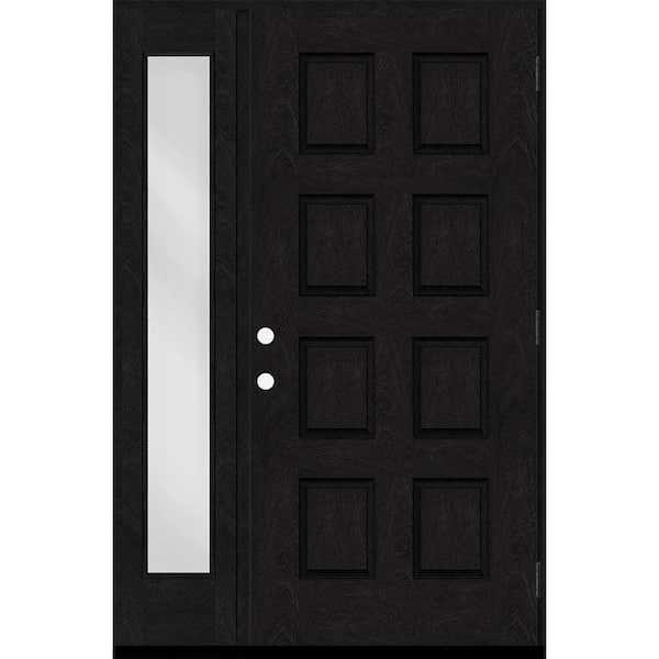 Steves & Sons Regency 51 in. x 80 in. 8-Panel LHOS Onyx Stain Mahogany Fiberglass Prehung Front Door with 12 in. Sidelite