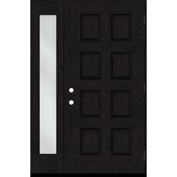 Steves & Sons Regency 57 in. x 96 in. 8-Panel LHOS Onyx Stain Mahogany Fiberglass Prehung Front Door with 12 in. Sidelite