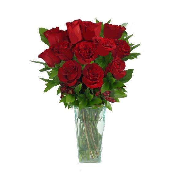 The Ultimate Bouquet Red Rose Bouquet Gorgeous Fresh Cut Bouquet in a Clear Vase (12 Stem) Includes Overnight Shipping