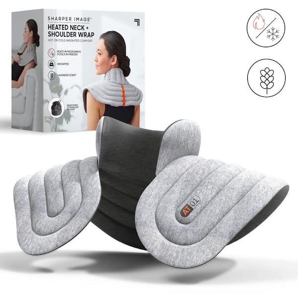 Sharper Image Neck and Shoulder Massager Wrap Heated Pain Relief Gray  843479157598