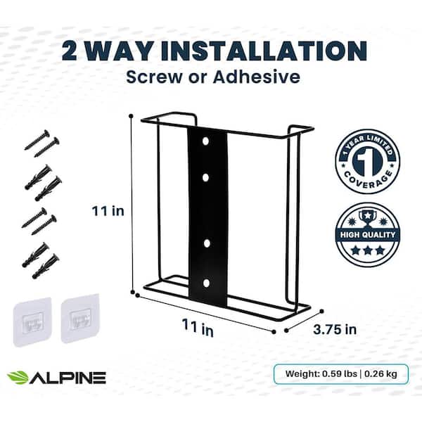 Black Double Box Capacity Wire Steel Wall Mount Glove Box Dispenser (2-Pack)