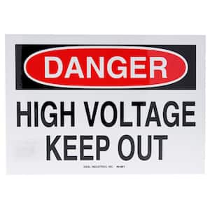 Safety Sign, "Danger High Voltage Keep Out", Adhesive - (5-Pack)