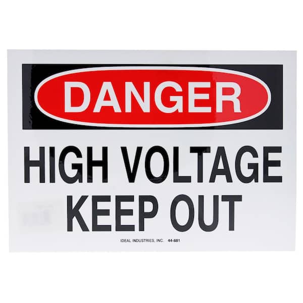 IDEAL Safety Sign, "Danger High Voltage Keep Out", Adhesive - (5-Pack)
