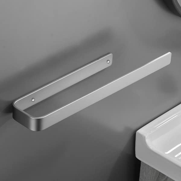 Gluon Wall Mounted Square Semi-Enclosed Towel Ring in Grey