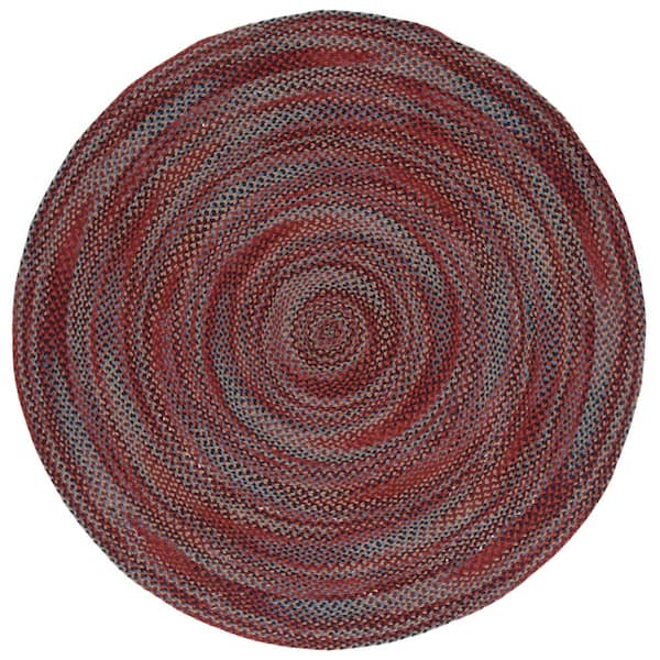 SAFAVIEH Braided Blue Rust 6 ft. x 6 ft. Striped Round Area Rug