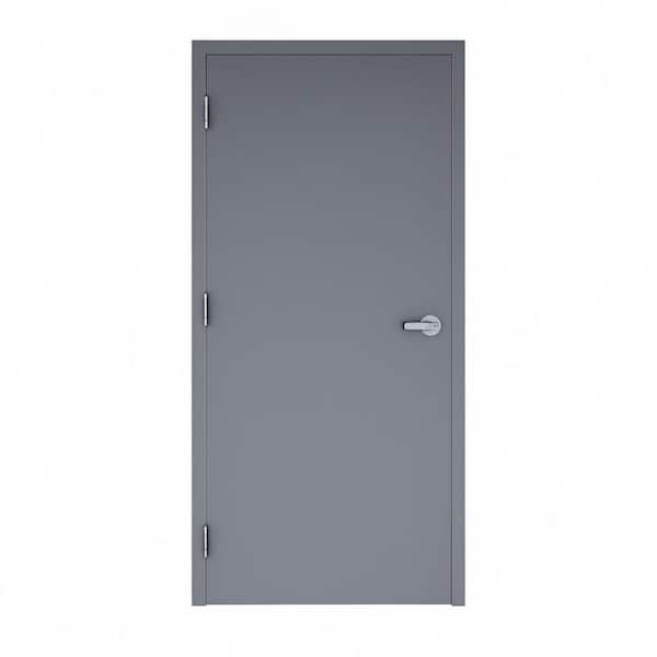 Flush Doors Series 36 in. x 80 in. Left-Handed Stainless Steel Finish Metal Commercial Door Kit w/ Frame and Hardware