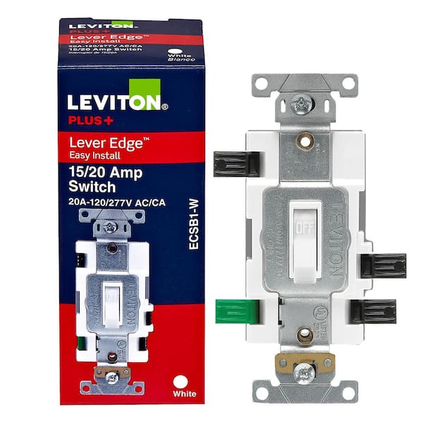 Lever Edge 15/20 Amp 120/277 Volt Single Pole Toggle Switch, Commercial Grade, White (1-Pack) ECSB1-W