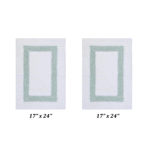 Hotel Collection White/Blue 17 in. x 24 in. and 17 in. x 24 in. 100% Cotton 2 Piece Bath Rug Set