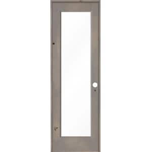 28 in. x 96 in. Rustic Knotty Alder Left-Hand Full-Lite Clear Glass Grey Stain Solid Wood Single Prehung Interior Door