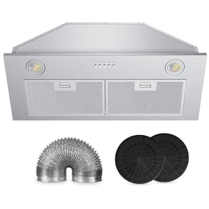 30 in. 800 CFM Convertible Ductless Insert Range Hood With 3-Speed Fan and 2-Bright LED Light, Stainless Steel