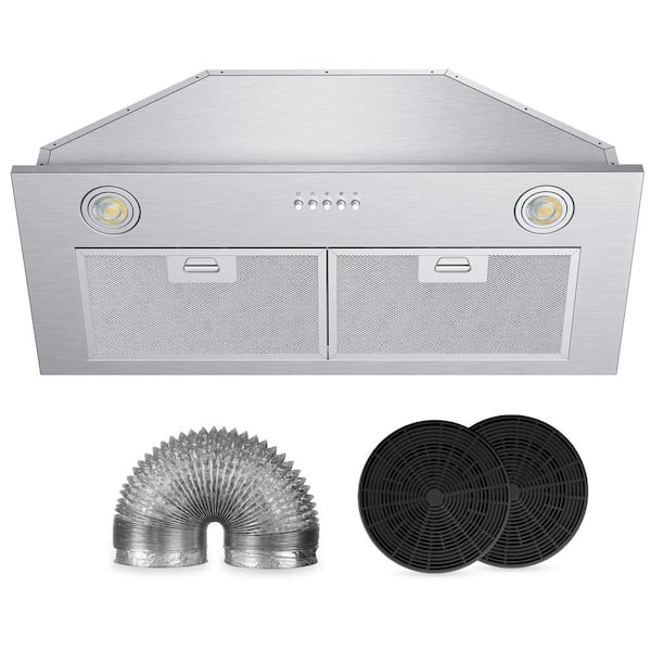 Velivi 30 in. 800 CFM Convertible Ductless Insert Range Hood With 3-Speed Fan and 2-Bright LED Light, Stainless Steel