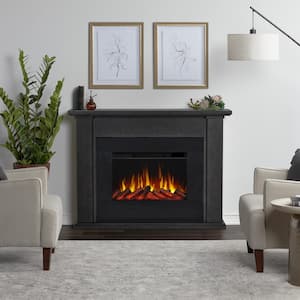 Tejon Slim 52 in. Freestanding Wooden Electric Fireplace in Gray