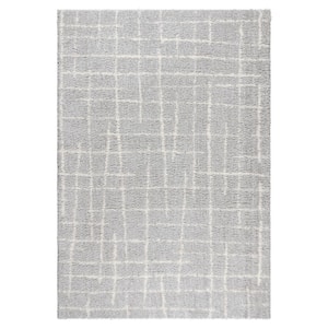 Holmby Benson Gray/Ivory 5 ft. x 7 ft. Abstract Shag Indoor Area Rug