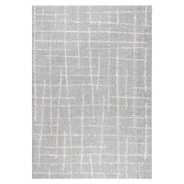 Gertmenian & Sons Holmby Benson Gray/Ivory 5 ft. x 7 ft. Abstract Shag Indoor Area Rug