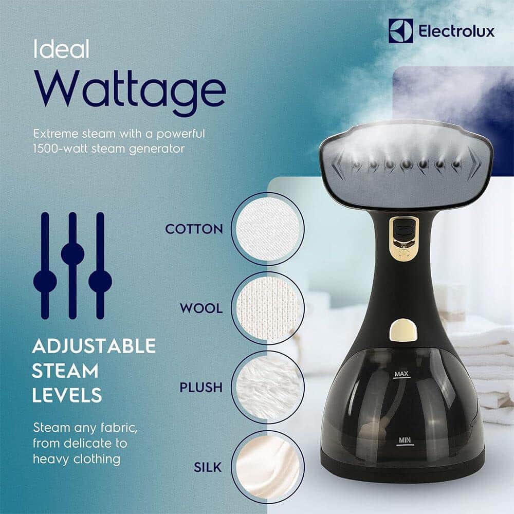 Electrolux Black Ceramic Handheld Fabric Steamer with Detachable Water Tank