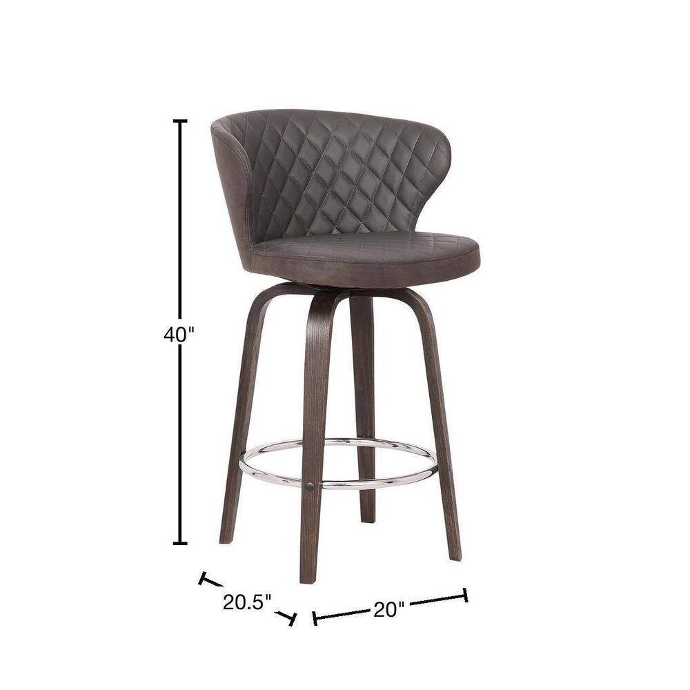 Mynette 30" Contemporary Brown Faux Leather & Wood Swivel Barstool