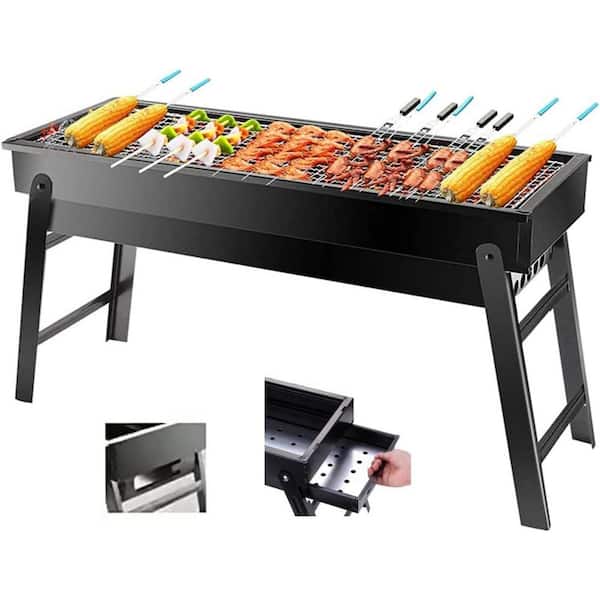 BOPOREA MEGO LLC Portable Foldable Charcoal BBQ Grill Cart for Outdoor Cooking, Camping, Picnics, Tailgating, and Backyard Use
