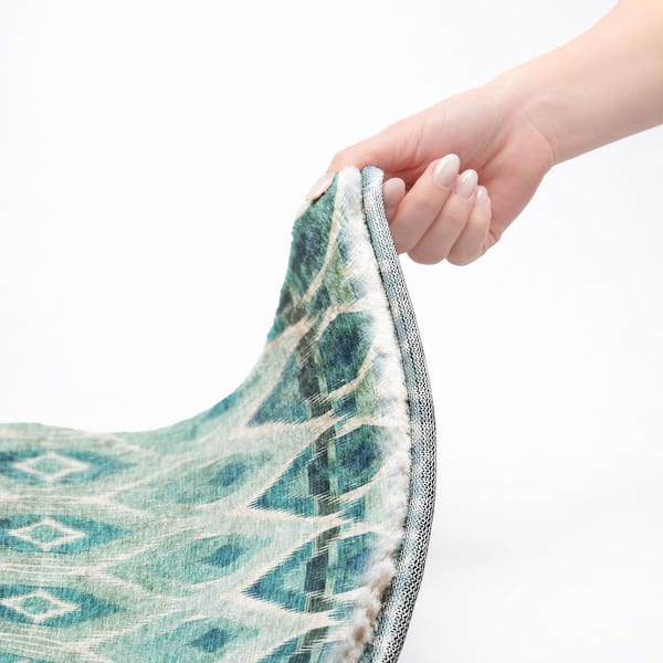 Dream Shag Premium Machine Washable Abstract ADS617 Teal 10 ft. x 14 ft. Area Rug