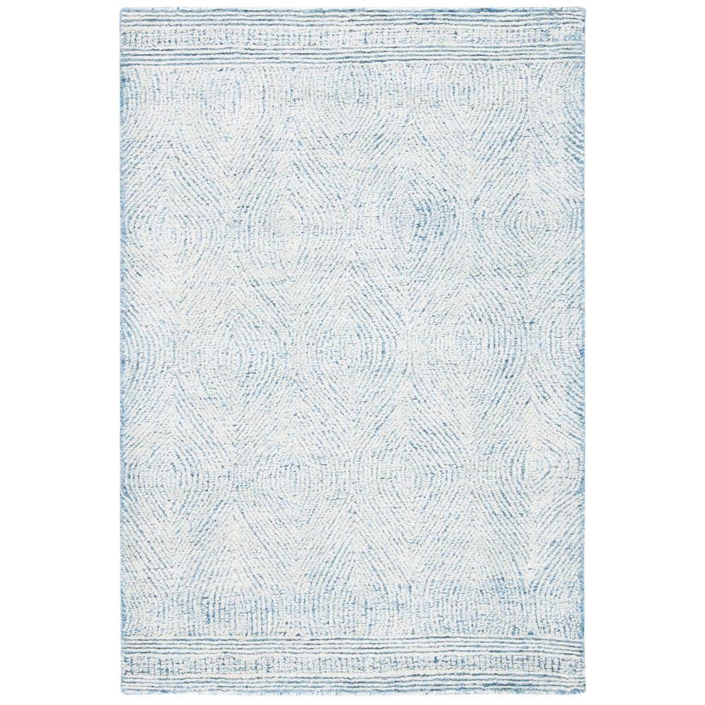 SAFAVIEH Abstract Caelestinus Geometric Wool Area Rug, Ivory/Blue, 2' x 3'