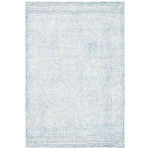Abstract Ivory/Blue 2 ft. x 3 ft. Geometric Area Rug