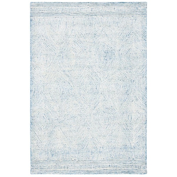 SAFAVIEH Abstract Ivory/Blue Doormat 3 ft. x 5 ft. Geometric Area Rug