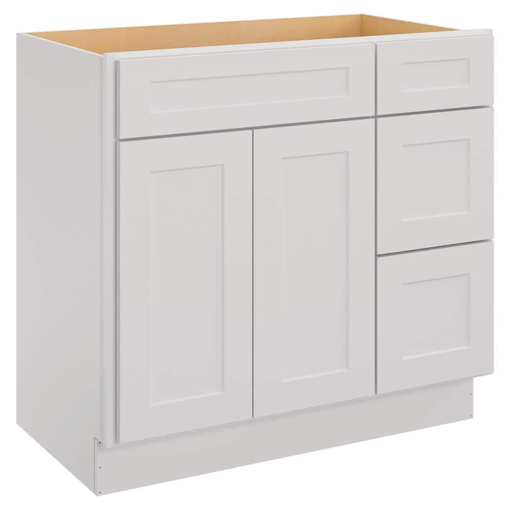 HOMEIBRO 36-in W x 21-in D x 34.5-in H in Dove White Plywood Stock Ready to Assemble Floor Vanity Sink Kitchen Cabinet, Shaker Dove -  HD-SD-V3621DR-A