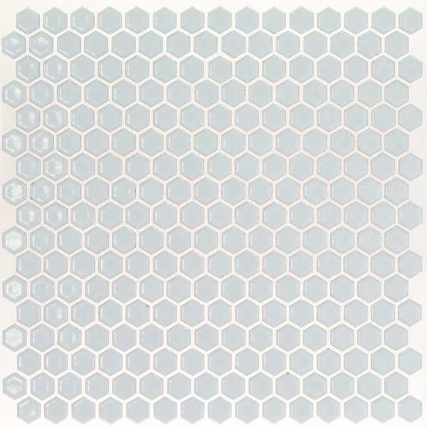 Ivy Hill Tile Bliss Edged Hexagon Mist Gray 3 in. x 0.24 in. Polished Porcelain Floor and Wall Mosaic Tile Sample