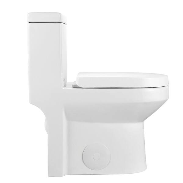 Hanikes 1-Piece 0.8/1.28 GPF Dual Flush Elongated Toilet in White Soft Close Seat Included