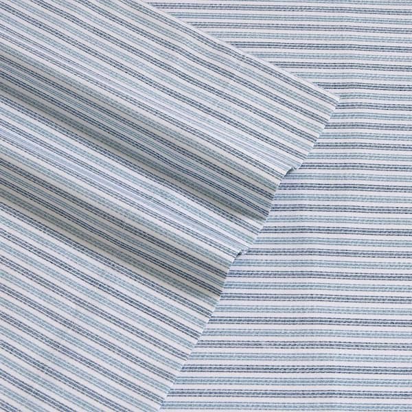 Powder Blue/White 100% Linen Vertical Pinstripe Weave Shirting 60W