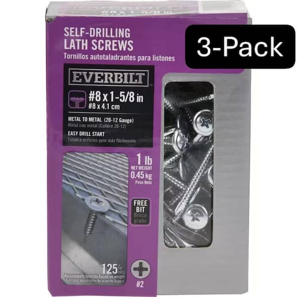 3-Pack #8 x 1-5/8 in. Phillips Drive Truss Head Lath Self-Drilling Screw (3 lb / 375-Piece)