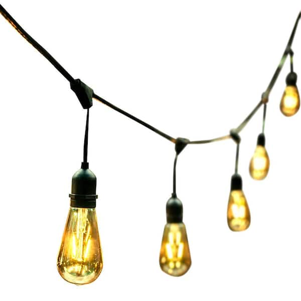 OVE Decors 48 ft. 24 Oversized Edison Light Bulbs Black/Gold All Weather LED String Light