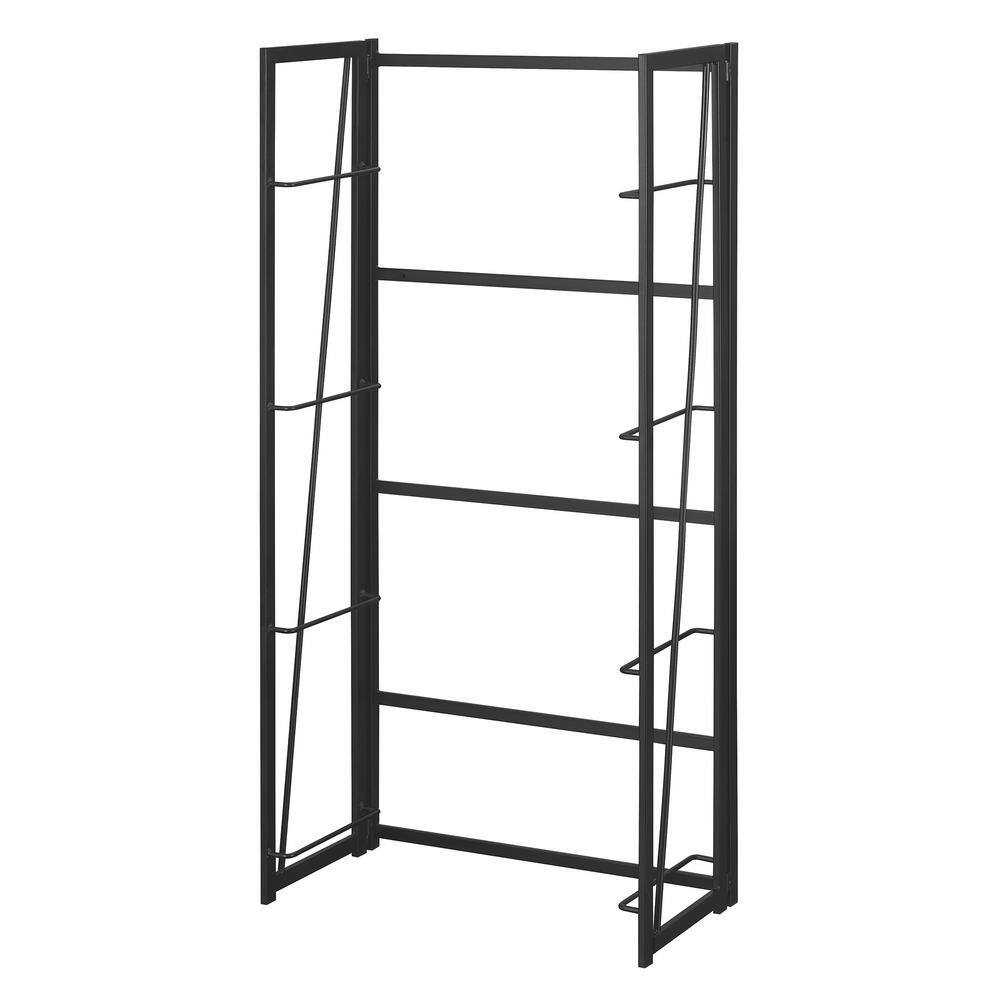 Espresso and Black 4-Tier Folding Bookshelf