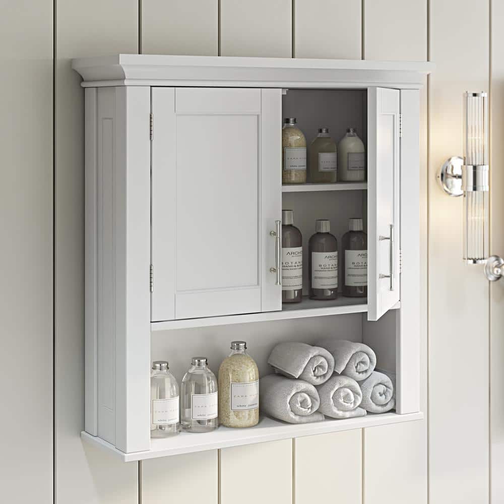 Somerset 22.88 in. W x 24.38 in. H x 7.88 in. D 2-Door Bathroom Laundry Wall Mount Storage Medicine Cabinet in White price history on PriceWatchPro