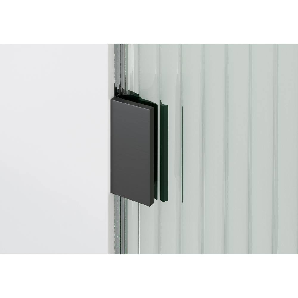 Aurora 78" Matte Black Fluted Glass Frameless Shower Door