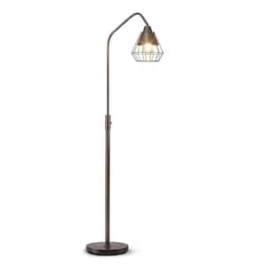 Midtown-S 66 in. Dark Bronze Finish Dimmable Floor Lamp with Metal Wire Shade, Vintage LED Bulb Included
