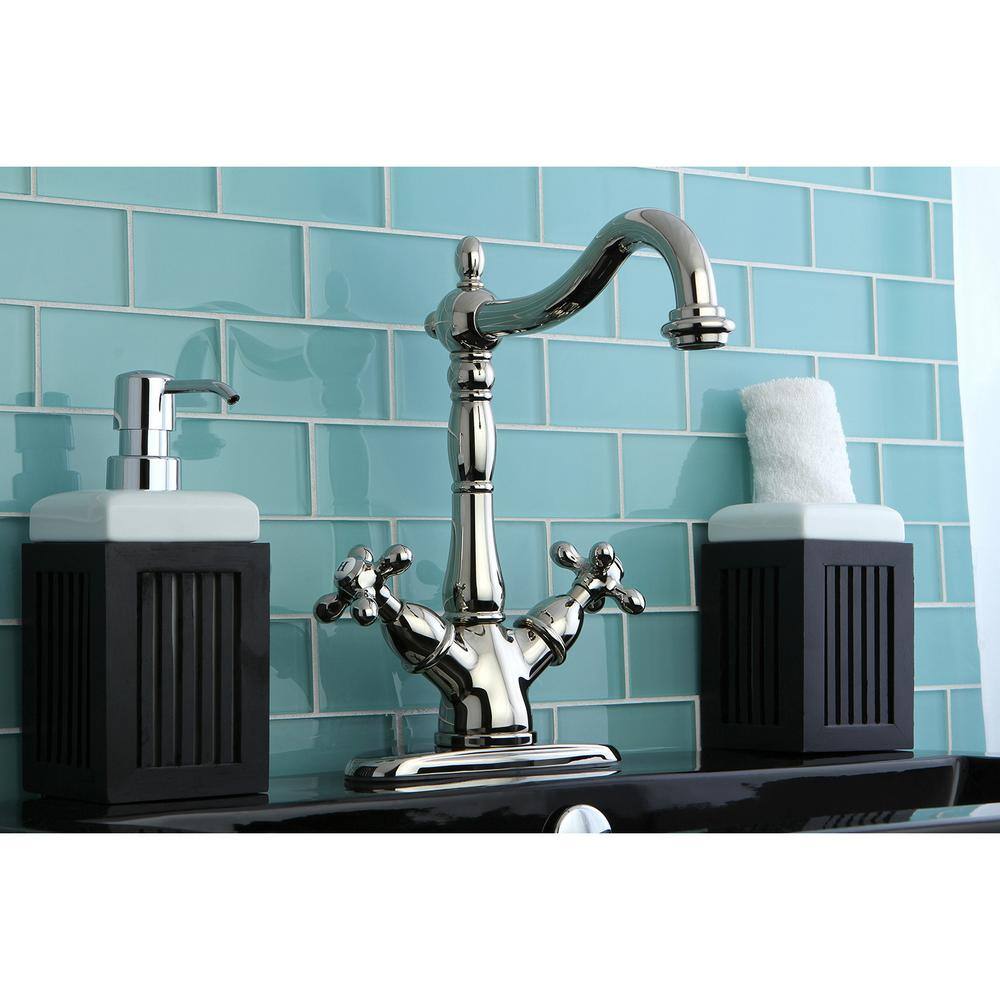 Polished Nickel Double Handle Vessel Sink Faucet