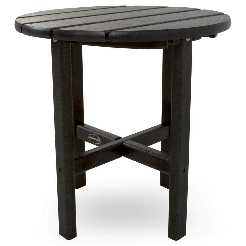 Black 18" Round HDPE Outdoor Side Table