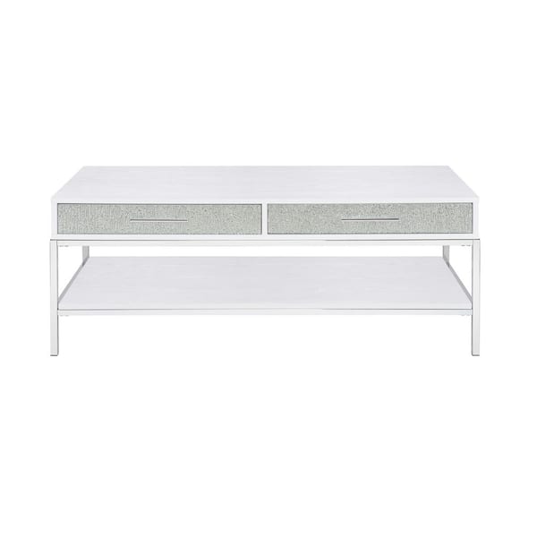 Mirage 47 in. White Wood Rectangle Coffee Table and 2-End Tables