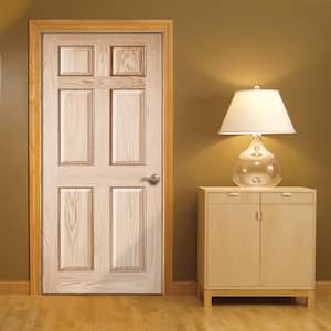 Woodgrain 6-Panel Prefinished Oak Single Prehung Interior Door