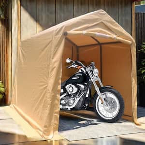 7 ft. W x 12 ft. D x 7.5 ft. H Steel Outdoor Portable Carport Garage/Shed Kit Tent with 2 Roll up Doors, Sand Brown