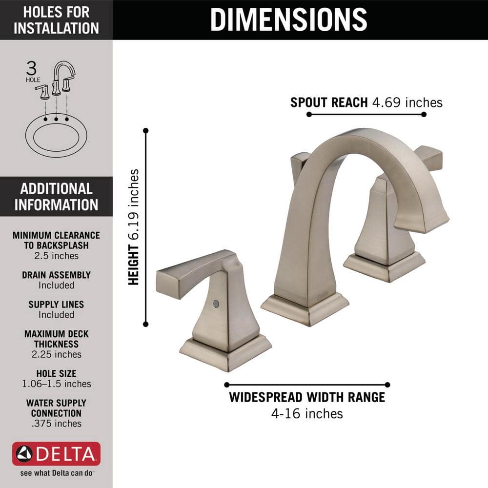 Modern Art Deco Inspired Stainless Steel Widespread Bathroom Faucet